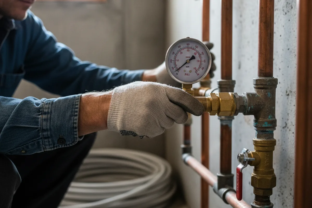 Pressure testing a repaired line during Water Line Repair in Fairmount